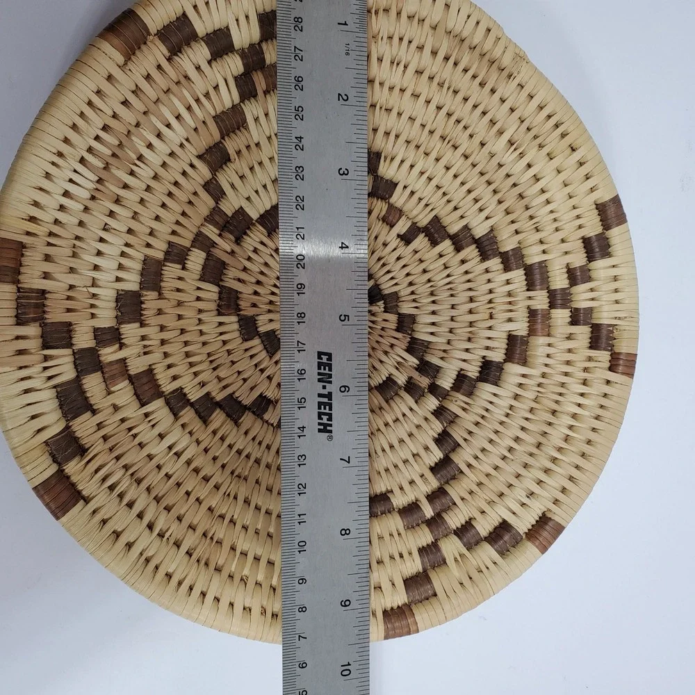 Native Woven Round Basket Decorative Wall Art‎ Natural Tan Brown 9.5 in